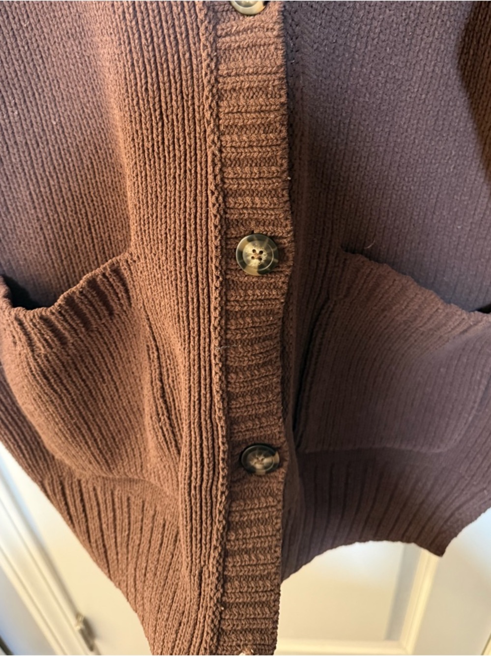 Abercrombie & Fitch Chocolate Brown Relaxed V-Neck Button Cardigan - Picture 3 of 4